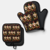 ゴールデンくるみ割りクリスマスクリスマス 鍋つかみ&鍋敷きセット (正面/裏面)