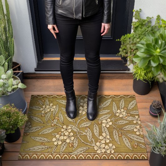 ゴールデンさくらんぼブロッサムアールデコウォルタークレーン ドアマット