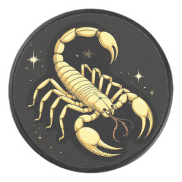 🦂 ゴールデンさそり座のオーナメントホッケーパックの星座ギフト アイスホッケーパック