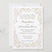 ゴールデンつる植物フレーム結婚式招待状 招待状 (正面)