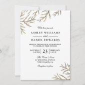 ゴールデンつる植物リーフ結婚式招待状 招待状 (正面)