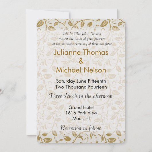 ゴールデンつる植物結婚ズ 招待状 (正面)