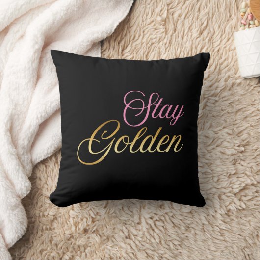 ゴールデンでいて Pink & Gold Script クッション (ブランケット)