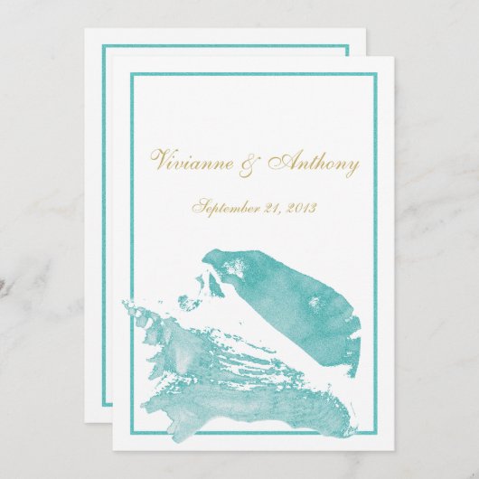 ゴールデンとアクアマリンシーシェル結婚ズ 招待状 (正面/裏面)