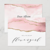 ゴールデンとバラ色のアゲート、あなたは私のフラワーガールになります インビテーションポストカード (正面/裏面)