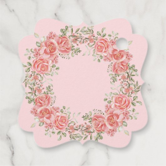 ゴールデンとピンクのフラワーボウ ベイビーシャワー サンクス フェイバータグ (裏面)