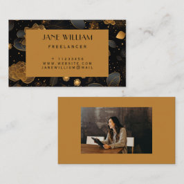 ゴールデンとブラックのフローラ写真フリーランスの女性 コーリングカード