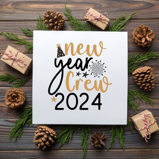 ゴールデンとブラックの新年のクルーパーソナライズされたカード