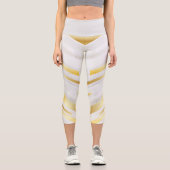 ゴールデンとホワイトのストライプ カプリレギンス (正面)