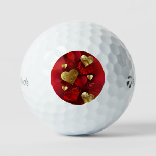 ゴールデンとレッドのバレンタイン ゴルフボール