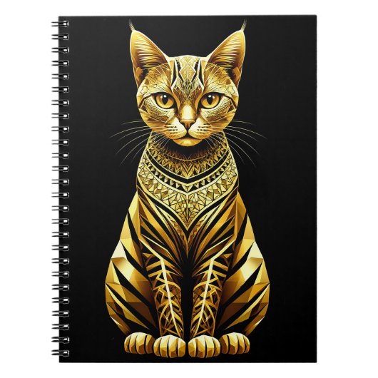 ゴールデンな装飾の猫イラスト ノートブック (正面)