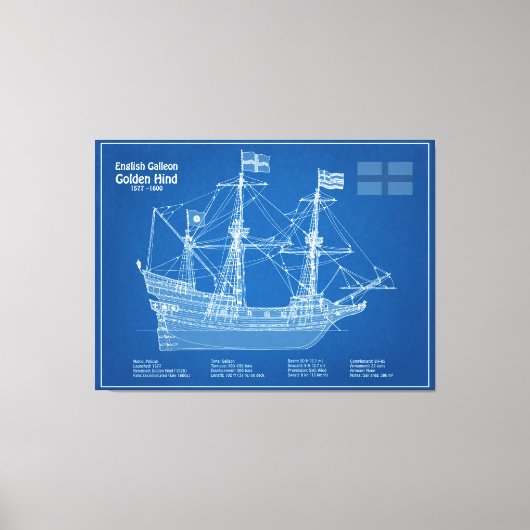 ゴールデンの後ろ – 船の設計図の計画ABD キャンバスプリント (正面)