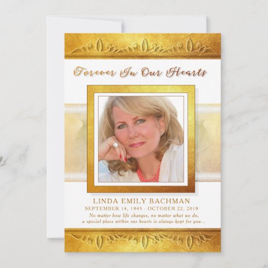 ゴールデンの私たちのハート写真ありがとう悔やみや弔慰 サンキューカード (正面)