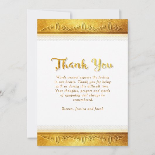 ゴールデンの私たちのハート写真ありがとう悔やみや弔慰 サンキューカード (裏面)