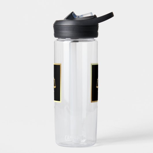 ゴールデンはかりで測オブジャスティスローテーマデザイン ウォーターボトル (左面)