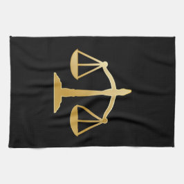 ゴールデンはかりで測オブジャスティスローテーマデザイン キッチンタオル