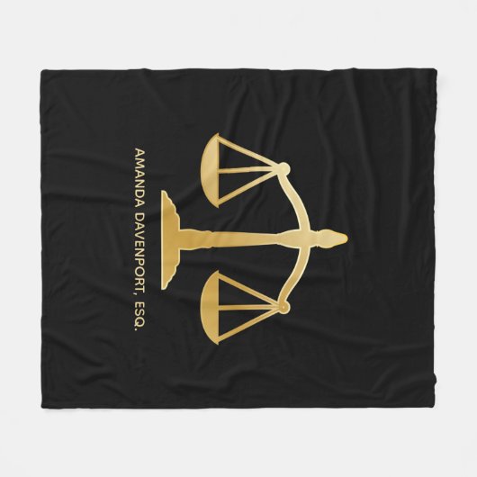 ゴールデンはかりで測オブジャスティスローテーマデザイン フリースブランケット (正面(横))