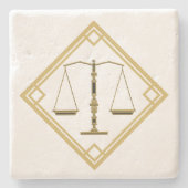 ゴールデンはかりで測ブラック・オブ・ジャスティス |ロースクールのギフト ストーンコースター (正面)