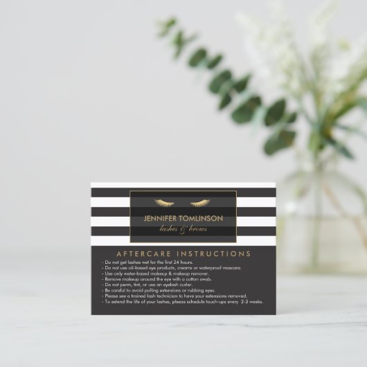 ゴールデンまつげストライプとサロンラッシュアフターケア 名刺 (スタンド正面)