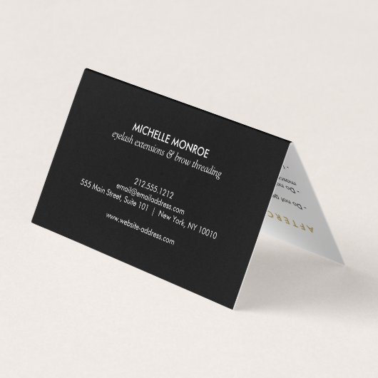 ゴールデンまつげパターモダンンサロンアフターケア 名刺 (裏面)