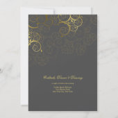 ゴールデンらせん状つる植物クラシーグレー結婚式招待状 招待状 (裏面)