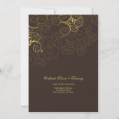 ゴールデンらせん状つる植物クラスエクスプレッソウェディング招待 招待状 (裏面)