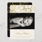 ゴールデンらせん状新生児写真誕生発表 案内状 (正面/裏面)