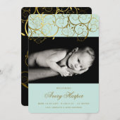 ゴールデンらせん状男の赤ちゃん写真誕生発表 案内状 (正面/裏面)