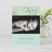 ゴールデンらせん状男の赤ちゃん写真誕生発表 案内状 (スタンド正面)