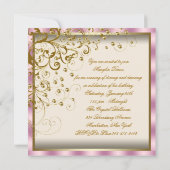 ゴールデンアイボリーウーマン ピンクゴールドクリーム バースデー 招待状 (裏面)