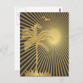 ゴールデンアイランドパームツリーアンドサンポストカード ポストカード (正面/裏面)