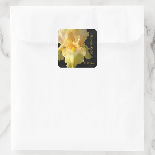 ゴールデンアイリスパーソナライズされたスクエア結婚式用シール スクエアシール (バッグ)