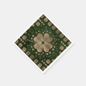 ゴールデンアイリッシュシャムロックフォーリーフクローバー スタンダードカクテルナプキン (角)