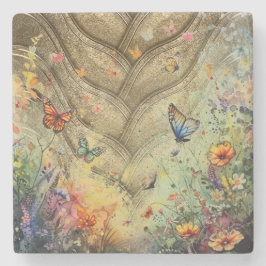 ゴールデンアクセントバタフライガーデンカスタムアート ストーンコースター