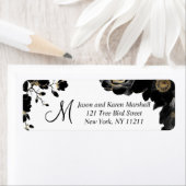 ゴールデンアクセント付きブラックフローラ住所 シール (インサイチュ)