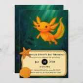 ゴールデンアクソロテルインムーンライトポンド誕生日 招待状 (正面/裏面)