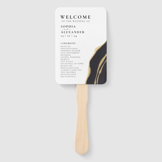 ゴールデンアゲート宝石ウェディングプログラムファンのセット ハンドファン (正面)