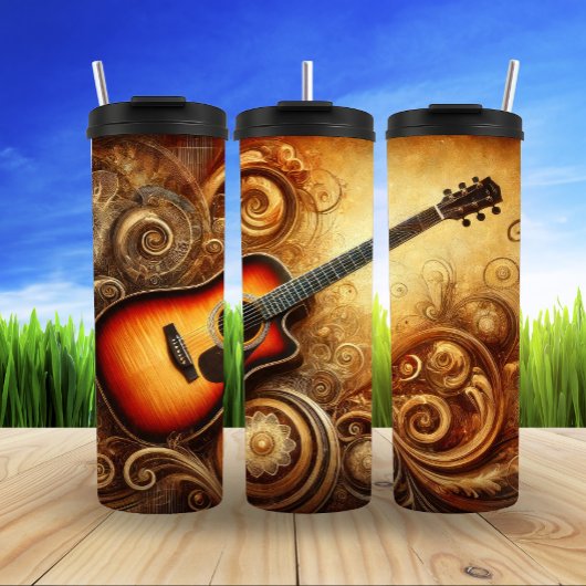 ゴールデンアコースティックギター抽象芸術アート タンブラー