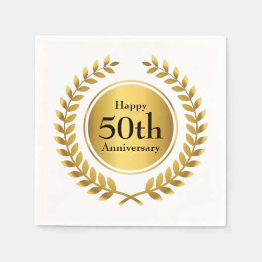 ゴールデンアニバーサリーお祝い スタンダードカクテルナプキン (正面)
