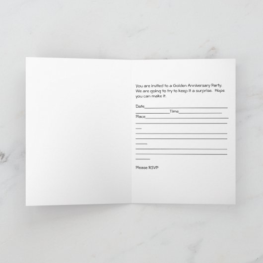 ゴールデンアニバーサリーサプライズ用カードパーティー 招待状 (内部)
