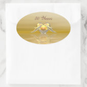 ゴールデンアニバーサリードルフィンズ&ハート 楕円形シール (バッグ)