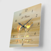 ゴールデンアニバーサリーハート スクエア壁時計 (傾斜)