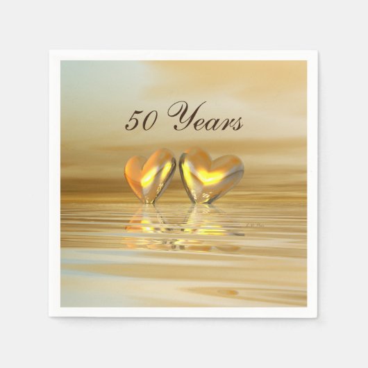 ゴールデンアニバーサリーハート スタンダードカクテルナプキン (正面)