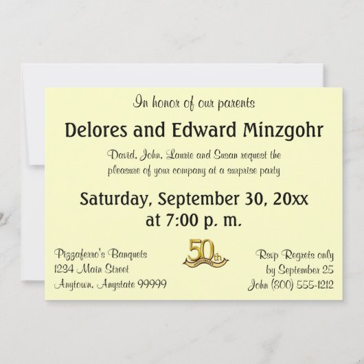 ゴールデンアニバーサリーパーティの招待状 招待状 (裏面)