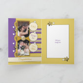 ゴールデンアニバーサリー50年の金ゴールドと紫色の写真 カード (内部)