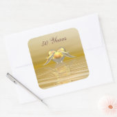 ゴールデンアニバーサリー ドルフィンズとハート スクエアシール (封筒)