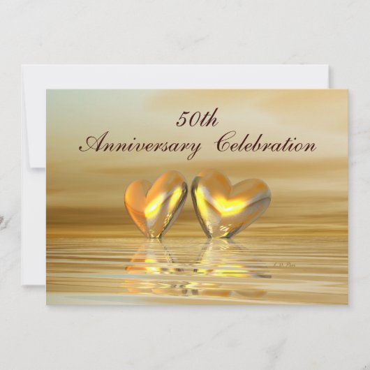 ゴールデンアニバーサリー ハート 招待状 (正面)