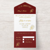 ゴールデンアニバーサリー – ブルゴーニュと金ゴールド オールインワン招待状 (内側)