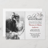 ゴールデンアニバーサリー　古い結婚写真　招待状 招待状 (正面/裏面)