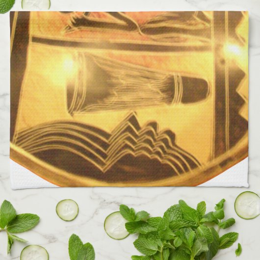 ゴールデンアフリカンエスニックアートプリントデザイン キッチンタオル (折り畳み)